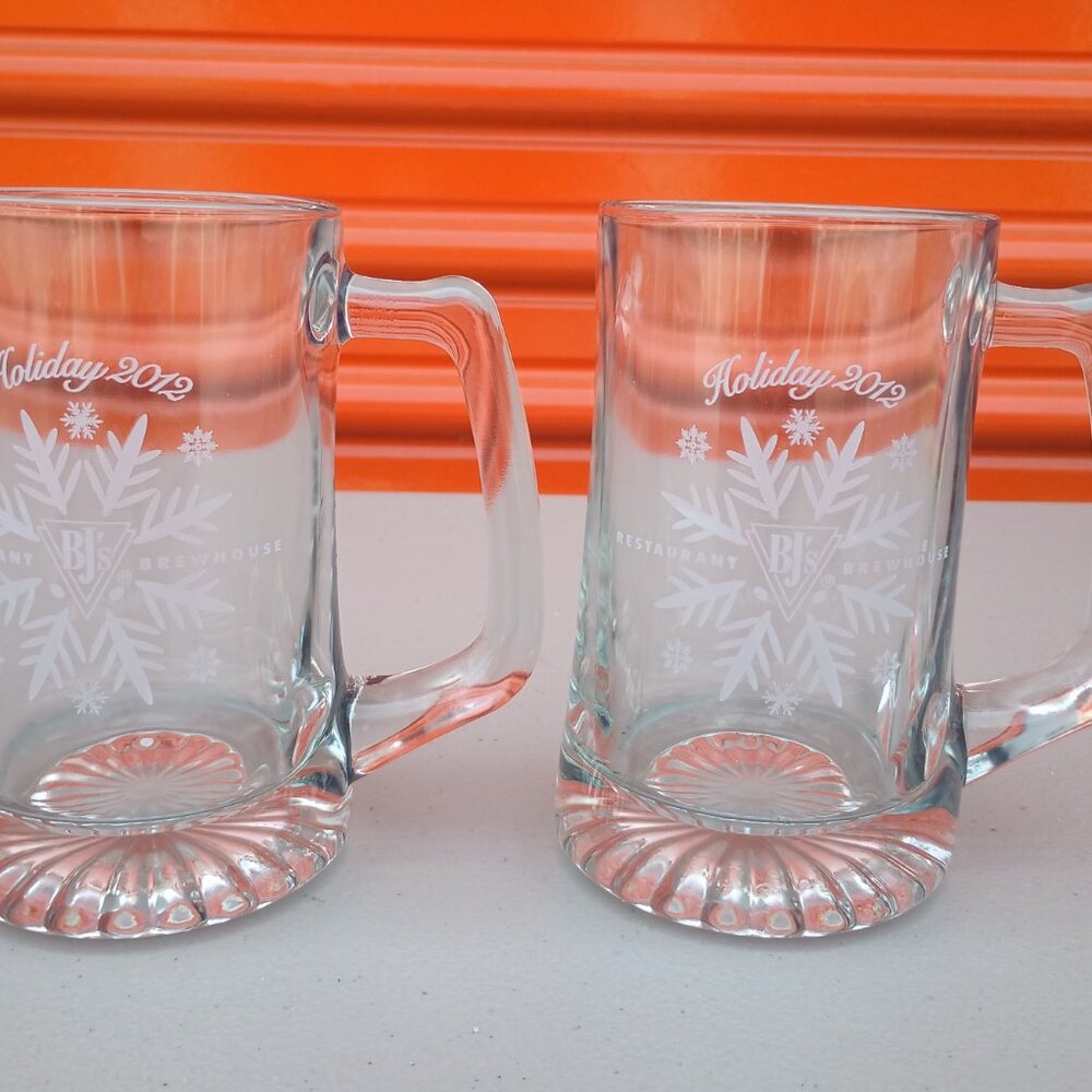 Lot of 2 BJ's Restaurant Brewhouse Beer Mug Glass Barware Breweriana 2012 Year